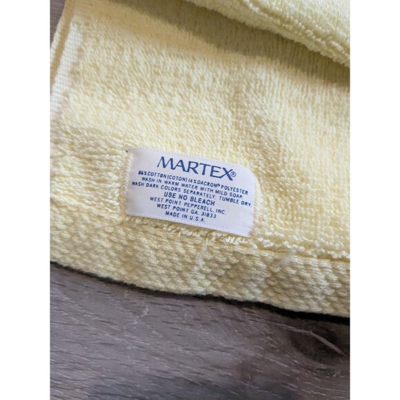 Vintage 70s Martex 3 Piece Bath Towel Set Yellow Lace Cotton MCM Cottagecore - Picture 3 of 12